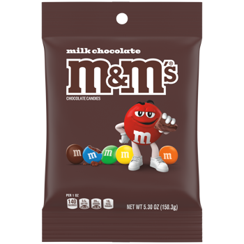 M&Ms Milk Chocolate Peg Bag 5.3 oz Each Bag Quantity 3 Bags Sweet Browse at UsaCandyWholesale.Com