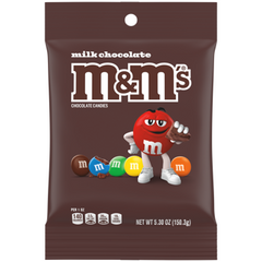 M&Ms Milk Chocolate Peg Bag 5.3 oz Each Bag Quantity 3 Bags Sweet Browse at UsaCandyWholesale.Com
