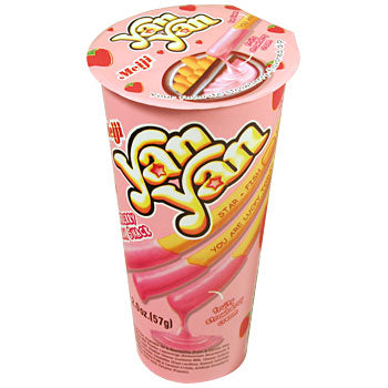 Meiji Yan Yan Strawberry Dip 1.2 oz Each Cup QTY: 10 Pieces Per Box Sweet Browsing at UsaCandyWholesale.Com