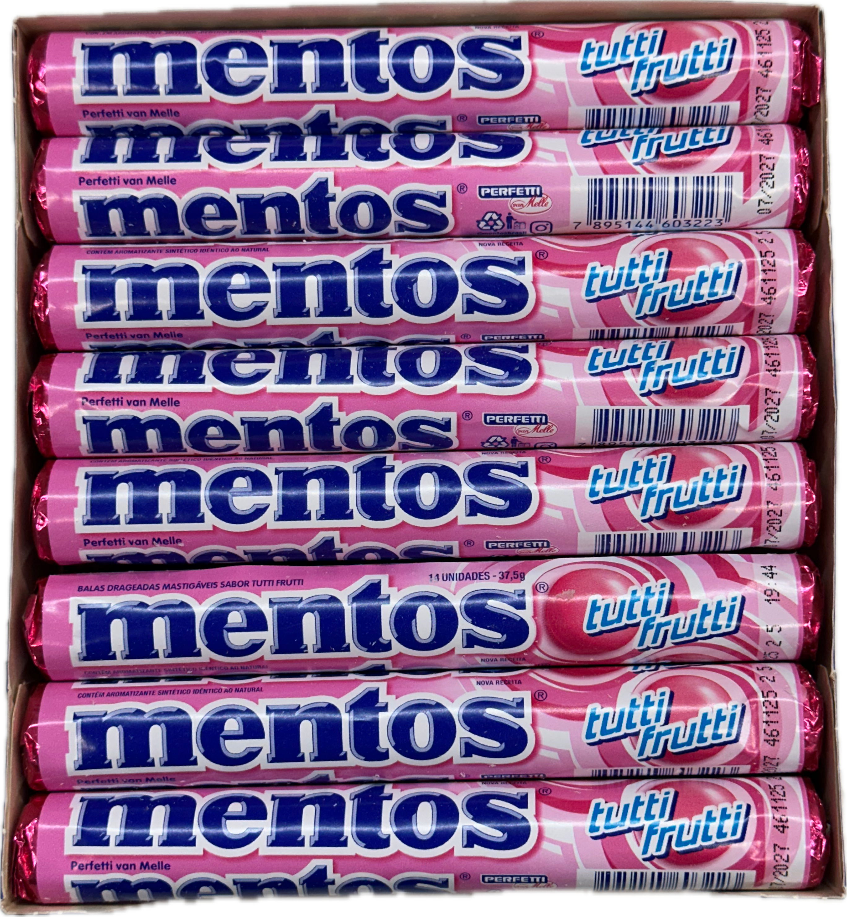 Mentos Mint Tutti Frutti Quantity 16 Rolls Per Box Sweet Browse at UsaCandyWholesale.Com