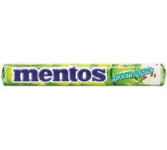 Mentos Mints Chewy Green Apple Flavor Each Roll 1.32 oz Each Roll Quantity 15 Rolls Per Box Sweet Browse at UsaCandyWholesale.Com