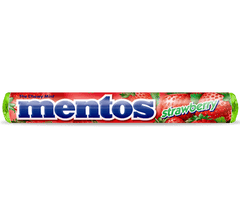 Mentos Mints Chewy Strawberry Flavor Each Roll 1.32 oz Each Roll Quantity 15 Rolls Per Box Sweet Browse at UsaCandyWholesale.Com