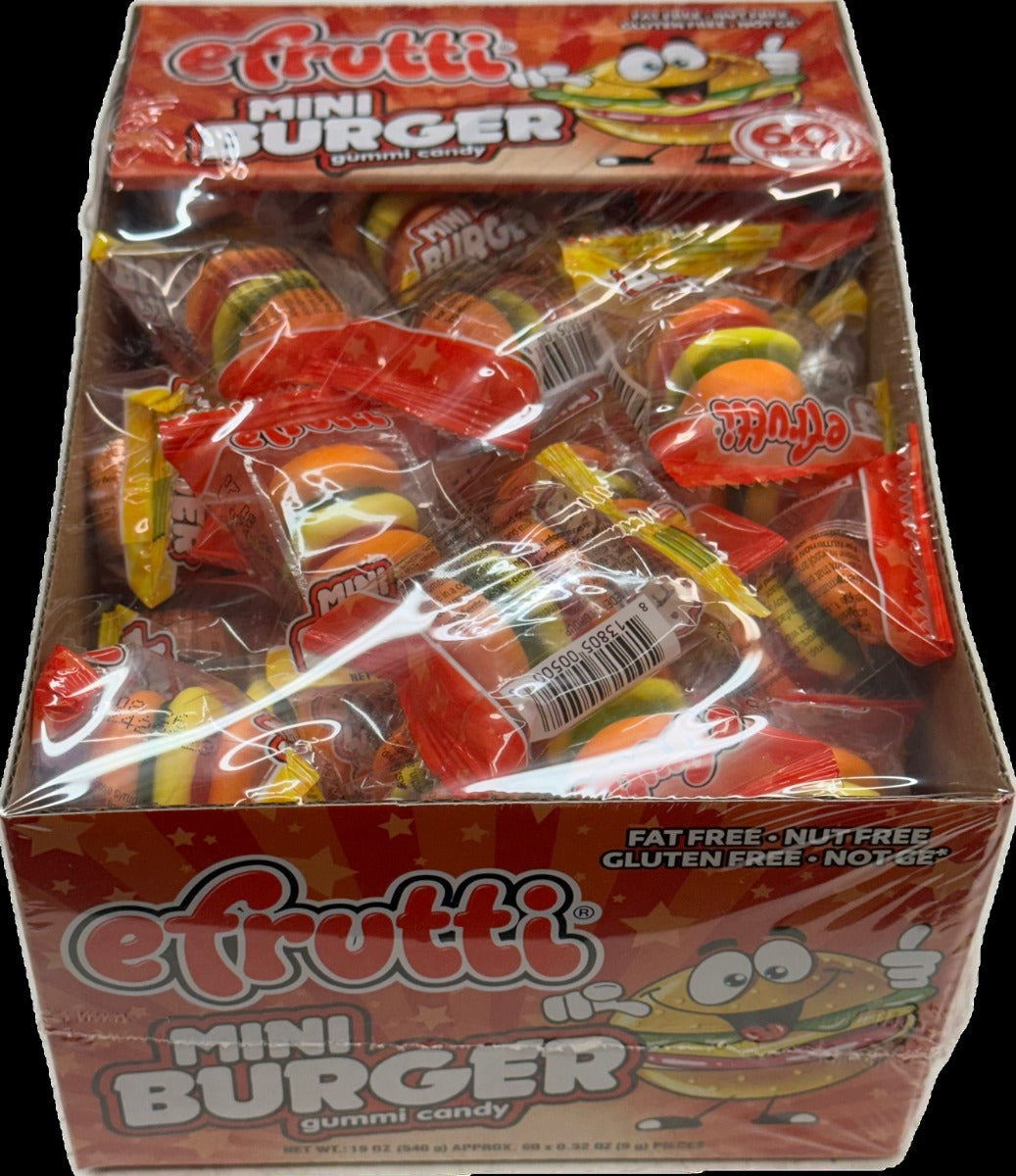 Mini Burger Gummy Wrapped Bulk Candy By Frutti Quantity 60 Pieces Per Box Sweet Browse at UsaCandyWholesale.Com