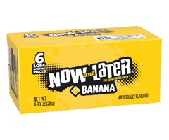 Now and Later Candy Banana Flavor 0.93 oz Each Pack Quantity 6 Pieces Per Pack 24 Packs Per Box Sweet Browse at UsaCandyWholesale.Com