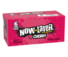 Now and Later Candy Cherry Flavor 0.93 oz Each Pack Quantity 24 Packs Per Box Sweet Browse at UsaCandyWholesale.Com