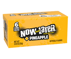 Now and Later Candy Pineapple Flavor 0.93 oz Each Pack Quantity 6 Pieces Per Pack 24 Packs Per Box Sweet Browse at UsaCandyWholesale.Com