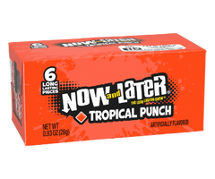 Now and Later Candy Tropical Punch Flavor 0.93 oz Each Pack Quantity 6 Pieces Per Pack 24 Packs Per Box Sweet Browse at UsaCandyWholesale.Com