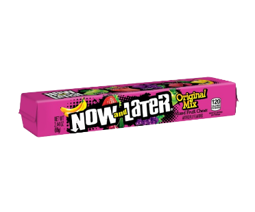 Now and Later Original Fruit Comes with Flavors Cherry Blue Raspberry Strawberry Quantity 24 Packs Per Box Sweet Browse at UsaCandyWholesale.Com