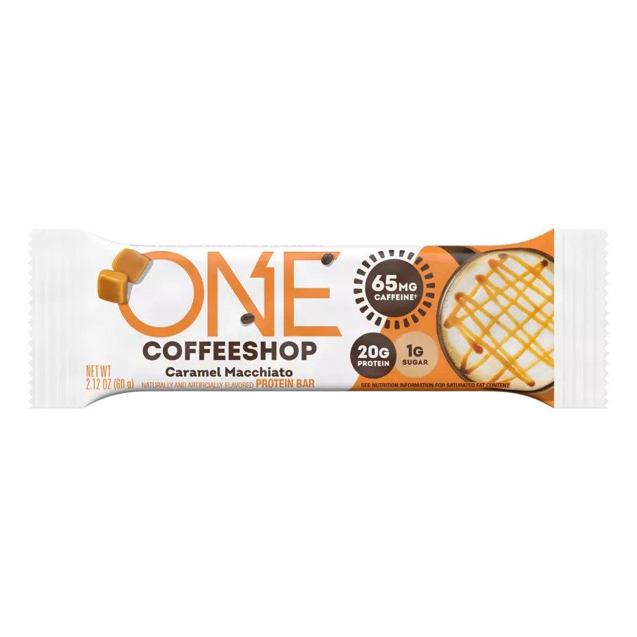 One CoffeeShop Caramel 20g of Protein 2.12 oz Each Bar Quantity 12 Bars Per Box Sweet Browse at UsaCandyWholesale.Com