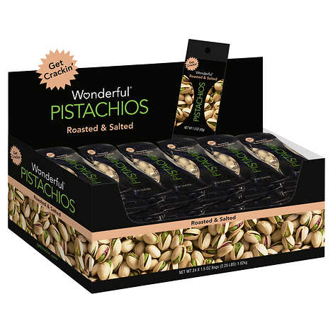 Pistachios Salted 1.5 oz Each Pack Quantity 24 Packs Per Box Sweet Browse at UsaCandyWholesale.Com