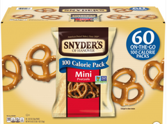 Pretzel Mini Snyder's 0.92 oz Each Pack Quantity 60 Packs Per Case Happy Browse at: UsaCandyWholesale.Com