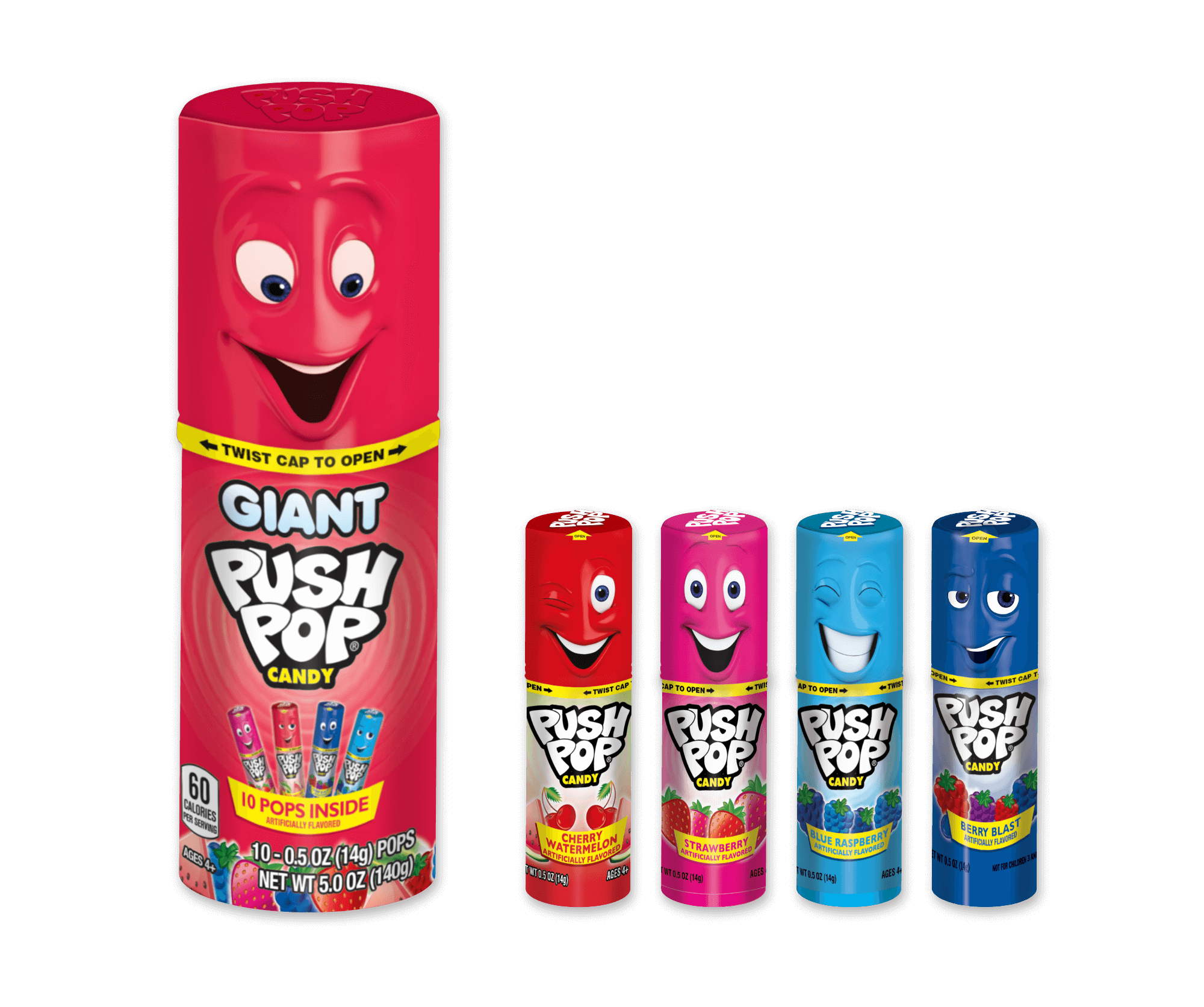 Push Pops Jumbo Assorted Flavors (Box of 18 Pieces) at UsaCandyWholesale.Com