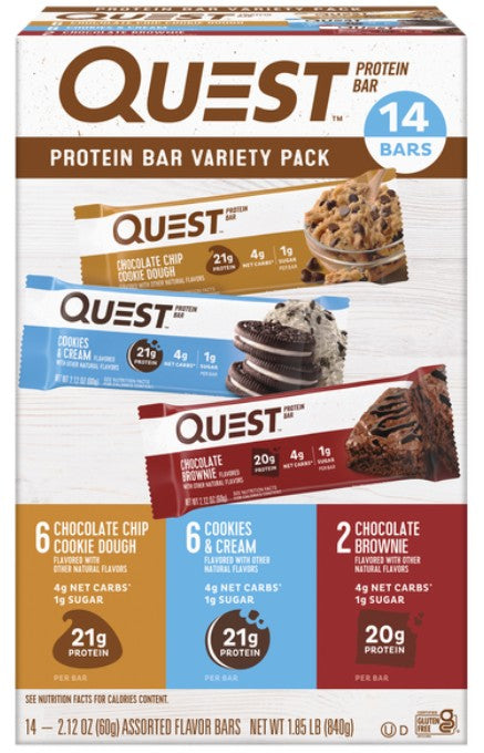 Quest Protein Bar Variety 2.12 oz Each Bar Quantity 14 Bars Per Box Sweet Browse at UsaCandyWholesale.Com