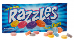 Razzles Candy Original Flavors 1.4 oz Each Pack Quantity 24 Packs Per Box Sweet Browse at UsaCandyWholesale.Com