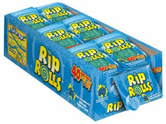 Rip Rolls Candy Sour Blue Raspberry Flavor Fat Free Candy 1.4 oz Each Pack Quantity 24 Rolls Per Box Sweet Browse at UsaCandyWholesale.Com