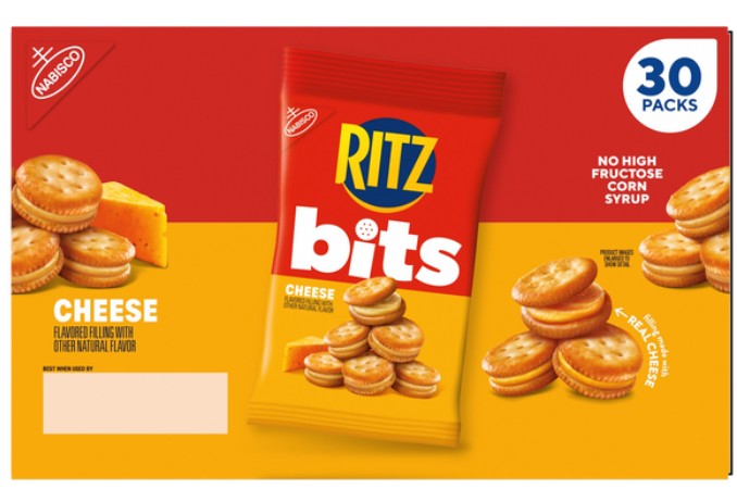 Ritz Bits Cheese Each Pack 1.5 oz Quantity 30 Packs Per Box Sweet Browse at UsaCandyWholesale.Com