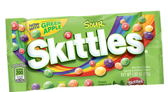 Skittles Bite Size Sour Flavors Contains Green Apple, Grape, Lemon, Orange& Strawberry Each Pack 1.8 oz 24 Packs Per Box Sweet Browse at UsaCandyWholesale.Com