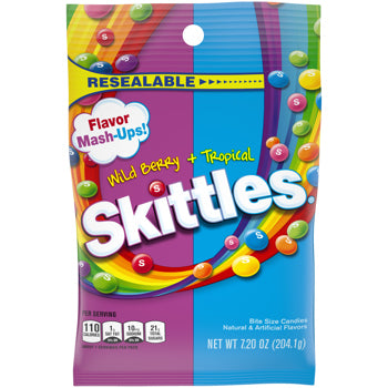 Skittles Wild Berry + Tropical Peg Bag 7.2 oz Each Bag Quantity 3 Bags Sweet Browse at UsaCandyWholesale.Com