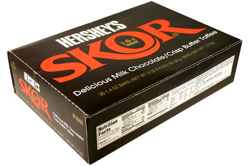 Skor Delicious Milk Chocolate & Crisp Butter Toffee Each Bar 1.4 oz Quantity 18 Bars Per Box Sweet Browse at UsaCandyWholesale.Com
