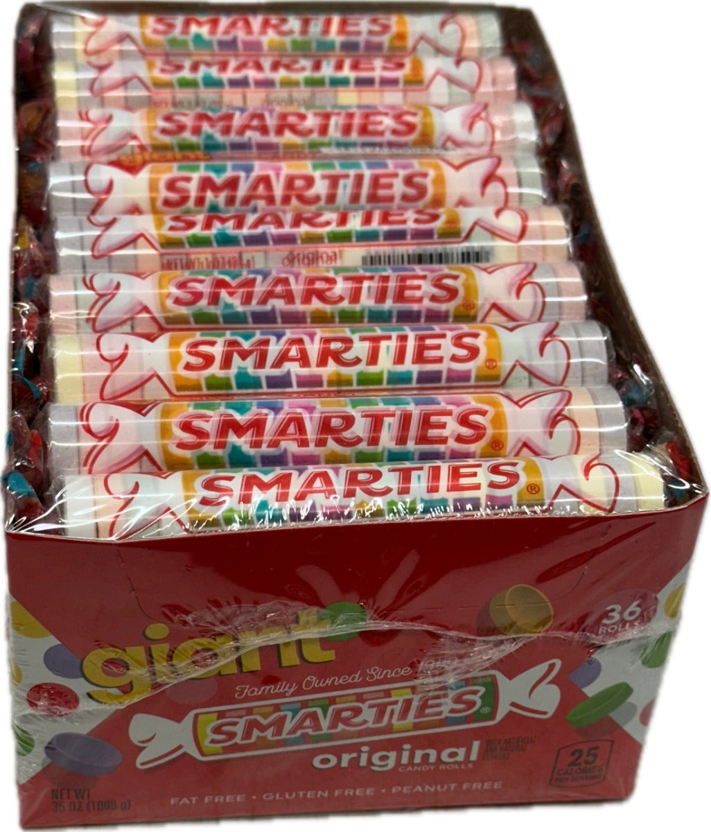 Smarties Giant Size Hard Candy Assorted Flavors Quantity 24 Rolls Per Box Sweet Browse at UsaCandyWholesale.Com