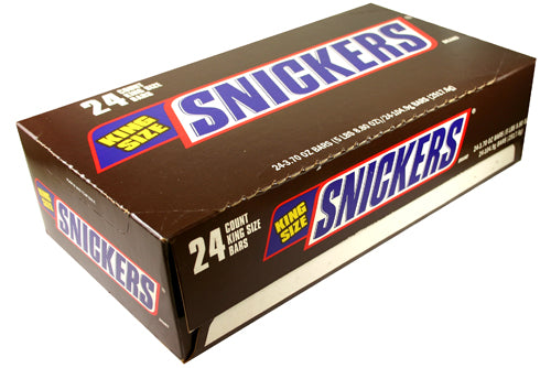 Snickers Candy Nuts Covered with Milk Chocolate King Size Each Bar 3.29 oz Quantity 24 Bars Sweet Browse at UsaCandyWholesale.Com