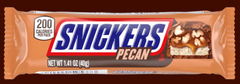 Snickers Pecan Covered With Milk Chocolate Each Bar 1.41 oz Quantity 24 Bars Per Box Sweet Browse at UsaCandyWholesale.Com