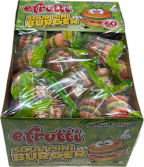 Sour Mini Burger Gummy Candy By eFrutti Bulk Wrapped Candy Quantity 60 Pieces Per Box Sweet Browse at UsaCandyWholesale.Com