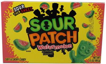 Sour Patch Watermelon Flavor Theater Movie Box 3.5 oz Each Box Quantity 12 Box Per Case Sweet Browse at UsaCandyWholesale.Com