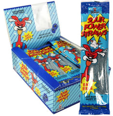 Sour Power Straws Candy Blue Raspberry Flavor Sour Licorice Candy 1.75 Each Pack Quantity 24 Packs Per Box Sweet Browse at UsaCandyWholesale.Com