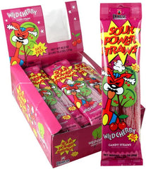 Sour Power Straws Candy Cherry Flavor Sour Licorice Candy 1.75 Each Pack Quantity 24 Packs Per Box Sweet Browse at UsaCandyWholesale.Com