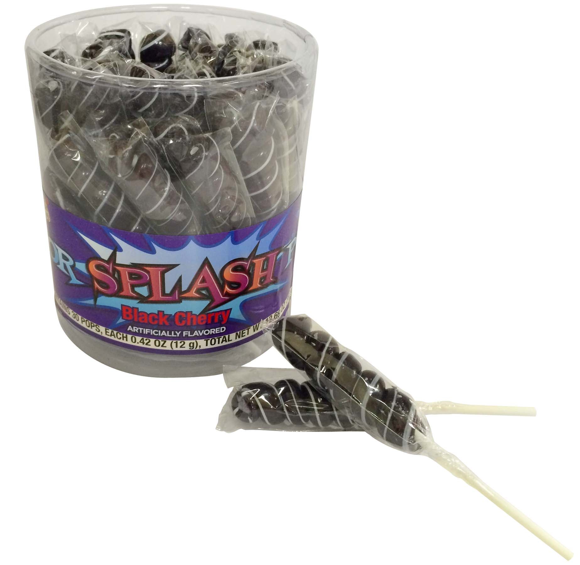 Splash Swirl Lollipops Black Quantity 30 pops per Jar Sweet Browse at UsaCandyWholesale.Com