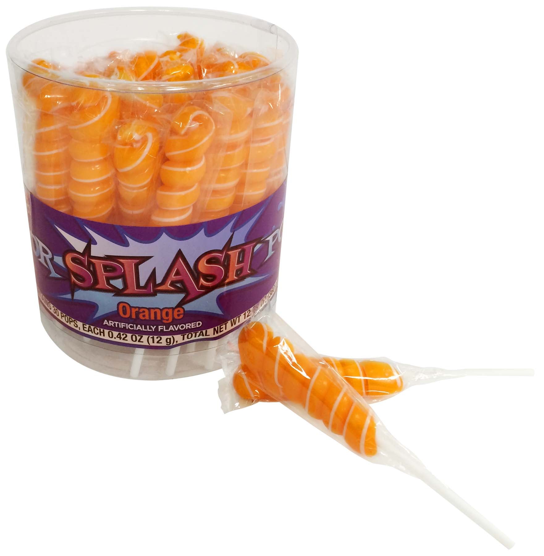 Splash Swirl Lollipops Orange Quantity 30 pops per Jar Sweet Browse at UsaCandyWholesale.Com