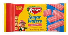 Sugar Wafer Cookies Strawberry Flavor By Keebler King Size Each Pack 4.4 oz Quantity 9 Packs Per Box Sweet Browse at UsaCandyWholesale.Com