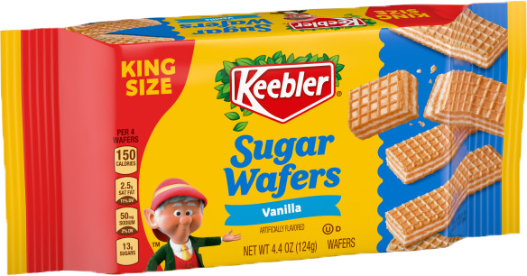 Sugar Wafer Cookies Vanilla Flavor By Keebler King Size Each Pack 4.4 oz Quantity 9 Packs Per Box Sweet Browse at UsaCandyWholesale.Com