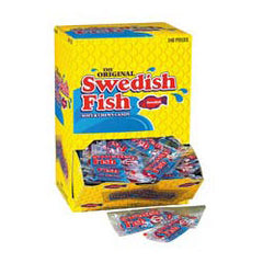 Swedish Fish Soft and Chewy Bulk Wrapped Candy Quantity 240 Pieces Per Box Sweet Browse at UsaCandyWholesale.Com