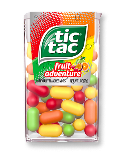 Tic Tac Mints Fruit Adventure Big Pack Each Unit 1.7 oz Quantity 12 Units Per Box Sweet Browse at UsaCandyWholesale.Com