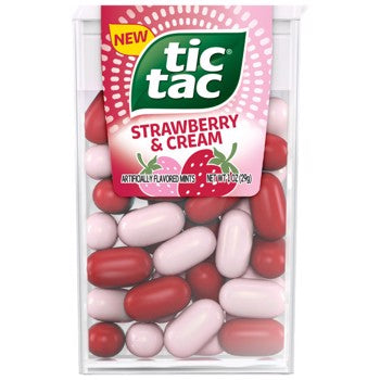 Tic Tac Mints Strawberry Cream Flavor Each Unit 1.7 oz Quantity 12 Units Per Box Sweet Browse at UsaCandyWholesale.Com