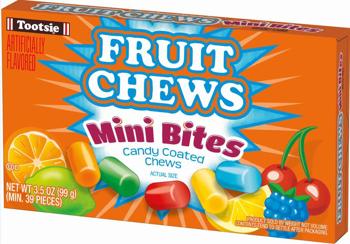 Tootsie Fruit Chews Mini Bites Theater Movie Box 3.5 oz Each Box Quantity 12 Box Per Case Sweet Browse at UsaCandyWholesale.Com
