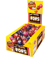Tootsie Pops Assorted Original Flavors Filled With Chewy Tootsie Roll Quantity 100 Pops Per Box Sweet Browse at UsaCandyWholesale.Com
