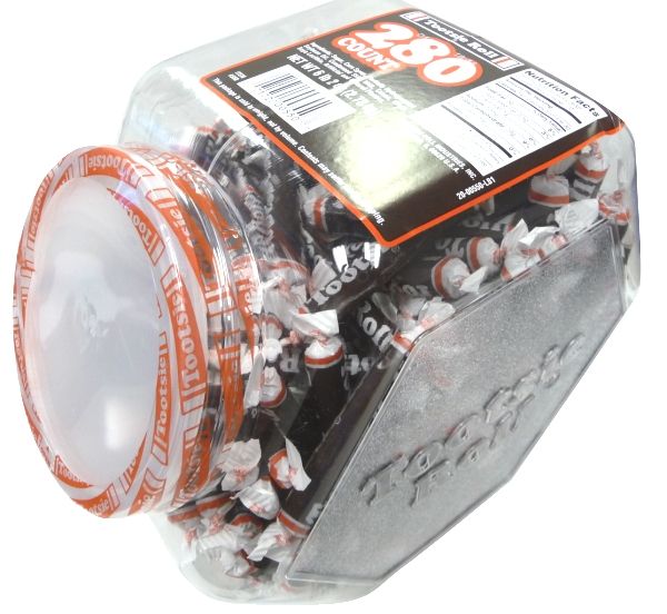Tootsie Roll Chewy Candy Chocolate Flavor 3' Long Bulk Wrapped Candy Quantity 280 Pieces Per Jar Sweet Browse at UsaCandyWholesale.Com\