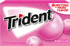 Trident Bubble Gum Flavor Sugar Free Gum Quantity 14 Pieces Per Pack 12 Packs Per Box Sweet Browse at UsaCandyWholesale.Com