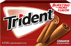 Trident Gum Cinnamon Flavor Sugar Free Gum Quantity 14 Pieces Per Pack 12 Packs Per Box Sweet Browse at UsaCandyWholesale.Com