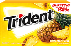Trident Gum Pineapple Twist Flavor Sugar Free Gum Quantity 14 Pieces Per Pack 12 Packs Per Box Sweet Browse at UsaCandyWholesale.Com