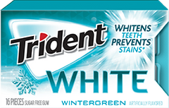 Trident White Gum Wintergreen Flavor Sugar Free Gum Quantity 16 Pieces Per Pack 9 Packs Per Box Sweet Browse at UsaCandyWholesale.Com