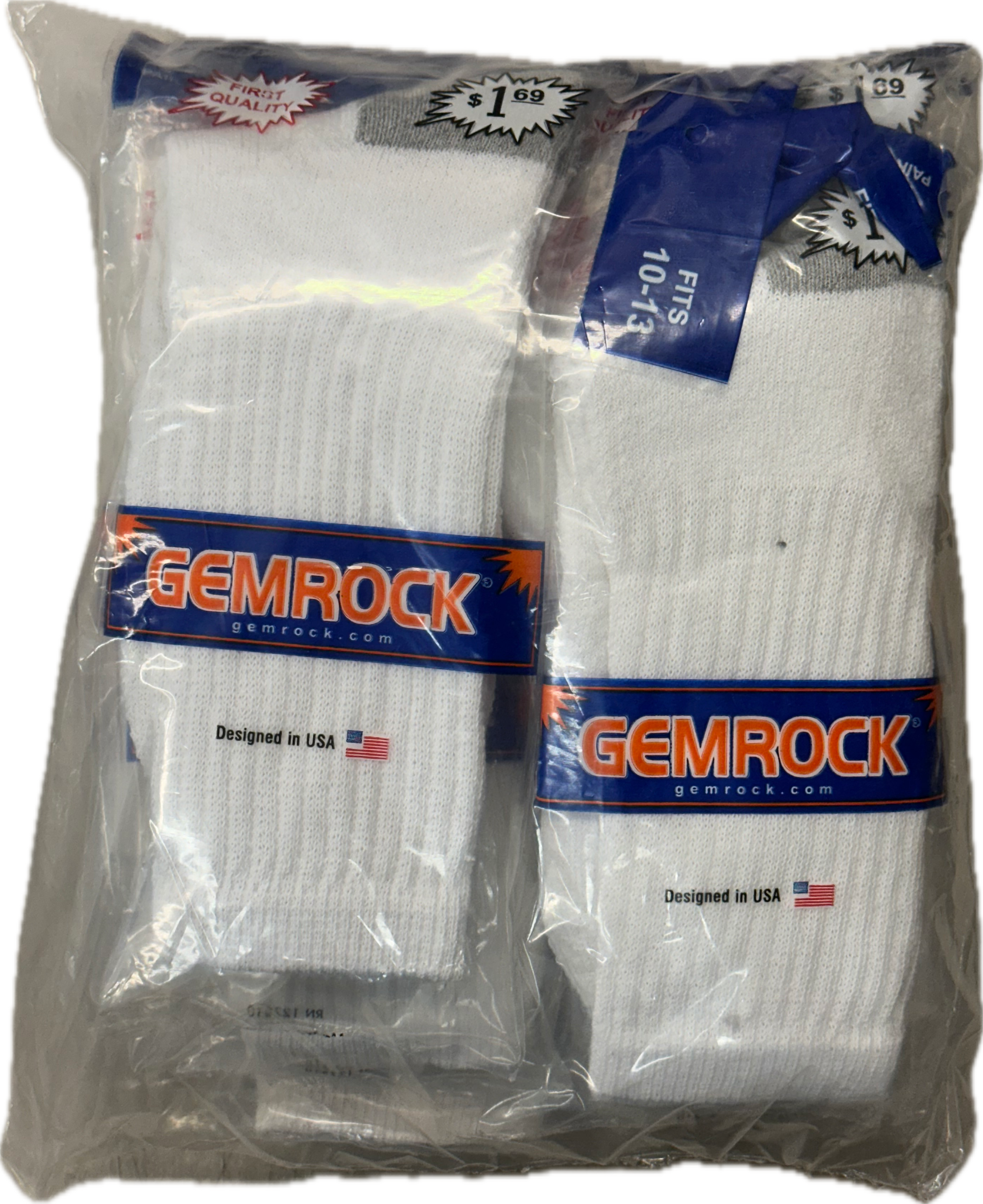Tube Socks White Color Size 11 to 13 the Bag Bring 12 Pairs Gem Rock Brand Quantity 12 Pairs Happy Browse at UsaCandyWholesale.Com