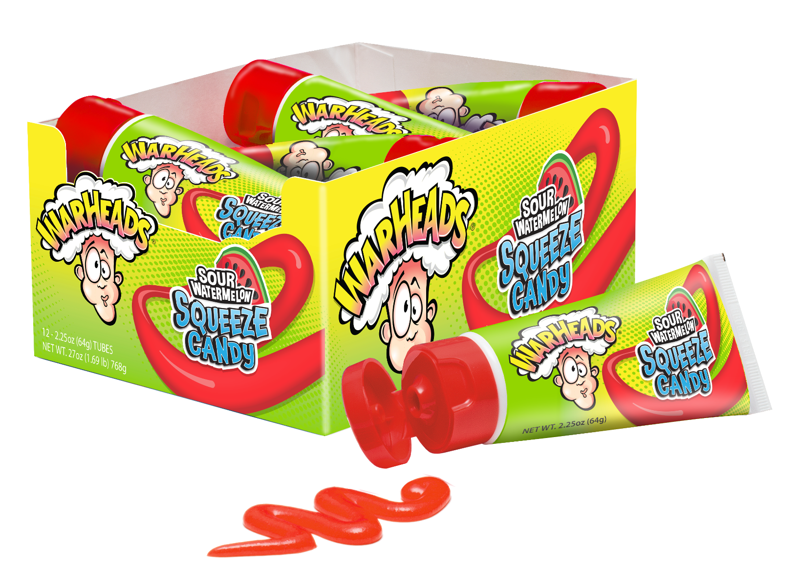 Warheads Squeeze Candy 2.25 oz Each Piece Quantity 12 Pieces Per Box Sweet Browse at UsaCandyWholesale.Com