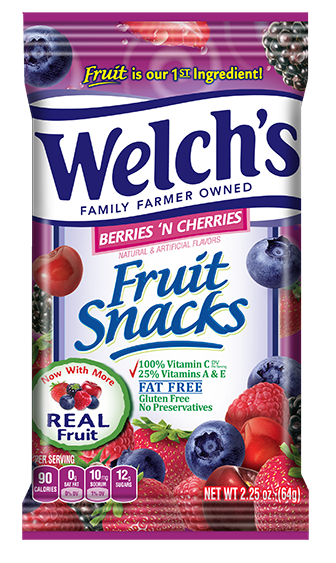 Welch's Fruit Snacks Berries n Cherries Flavor 5 oz Each Bag Quantity 12 Bags Per Case Sweet Browse at UsaCandyWholesale.Com