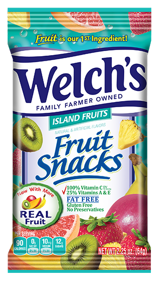 Welch's Fruit Snacks Island Fruit Flavor 5 oz Each Bag Quantity 12 Bags Per Case Sweet Browse at UsaCandyWholesale.Com