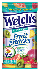 Welch's Fruit Snacks Island Fruit Flavor 5 oz Each Bag Quantity 12 Bags Per Case Sweet Browse at UsaCandyWholesale.Com