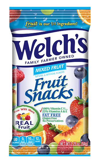 Welch's Fruit Snacks Mixed Fruit Flavor 5 oz Each Bag Quantity 12 Bags Per Case Sweet Browse at UsaCandyWholesale.Com
